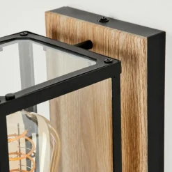 Lampes Vintages & Rétros-hofstein Applique murale d'extérieur Fortunies Bois clair, Couleur bois, Noir, 1 lumière