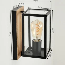 Lampes Vintages & Rétros-hofstein Applique murale d'extérieur Fortunies Bois clair, Couleur bois, Noir, 1 lumière