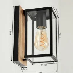 hofstein Applique murale d'extérieur Fortunies Brun, Couleur bois, Noir, 1 lumière