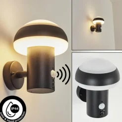 hofstein Applique murale d'extérieur Vinara LED Noir, 1 lumière, Détecteur de mouvement