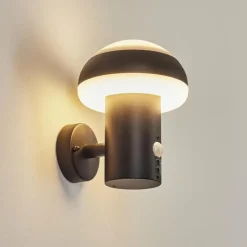 hofstein Applique murale d'extérieur Vinara LED Noir, 1 lumière, Détecteur de mouvement