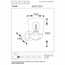 Luminaires Lucide Applique murale d'extérieur Lucide TULSA Noir, 1 lumière