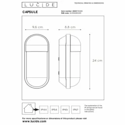 Luminaires Lucide Applique murale d'extérieur Lucide CAPSULE Blanc, 1 lumière