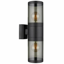 Suspension Verre Fumé-Luminaires Globo Lighting Applique murale d'extérieur Globo XELOO Noir, 2 lumières