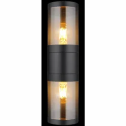 Suspension Verre Fumé-Luminaires Globo Lighting Applique murale d'extérieur Globo XELOO Noir, 2 lumières