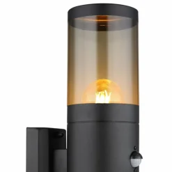 Suspension Verre Fumé-Luminaires Globo Lighting Applique murale d'extérieur Globo XELOO Noir, 2 lumières, Détecteur de mouvement