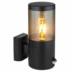 Suspension Verre Fumé-Luminaires Globo Lighting Applique murale d'extérieur Globo XELOO Noir, 1 lumière, Détecteur de mouvement