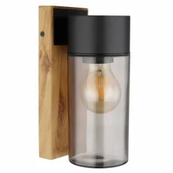 Suspension Verre Fumé-Luminaires Globo Lighting Applique murale d'extérieur Globo ETSI Couleur bois, Noir, 1 lumière