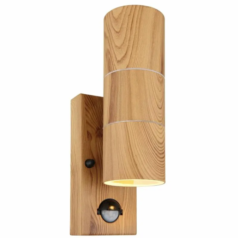 Lampes En Bois-Luminaires Globo Lighting Applique murale d'extérieur Globo STYLE Couleur bois, 2 lumières, Détecteur de mouvement
