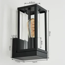 Lampes Vintages & Rétros-hofstein Applique murale d'extérieur Palanga Noir, 1 lumière