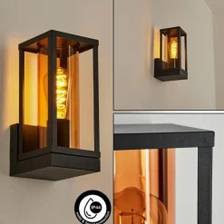 Lampes Vintages & Rétros-hofstein Applique murale d'extérieur Palanga Noir, 1 lumière