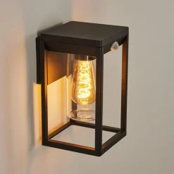 Lampes Vintages & Rétros-hofstein Applique murale d'extérieur Palanga Noir, 1 lumière, Détecteur de mouvement