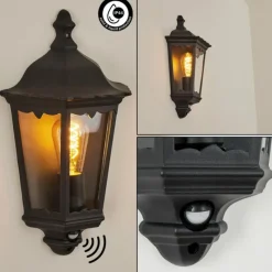 Luminaires Rustiques-hofstein Applique murale d'extérieur Hongkong Noir, 1 lumière, Détecteur de mouvement