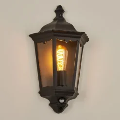 Luminaires Rustiques-hofstein Applique murale d'extérieur Hongkong Noir, 1 lumière, Détecteur de mouvement