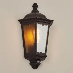 Luminaires Rustiques-hofstein Applique murale d'extérieur Hongkong Noir, 1 lumière, Détecteur de mouvement