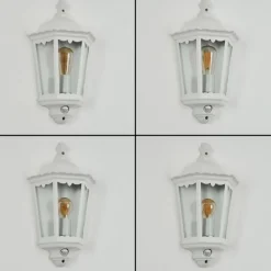 Luminaires Rustiques-hofstein Applique murale d'extérieur Hongkong Blanc, 1 lumière, Détecteur de mouvement