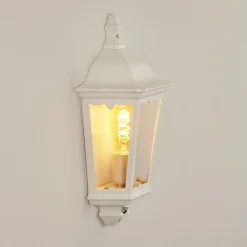 Luminaires Rustiques-hofstein Applique murale d'extérieur Hongkong Blanc, 1 lumière, Détecteur de mouvement