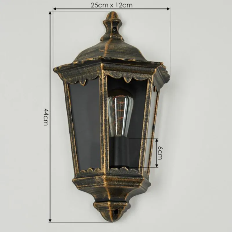 Luminaires Rustiques-hofstein Applique murale d'extérieur Hongkong Brun, Or, 1 lumière