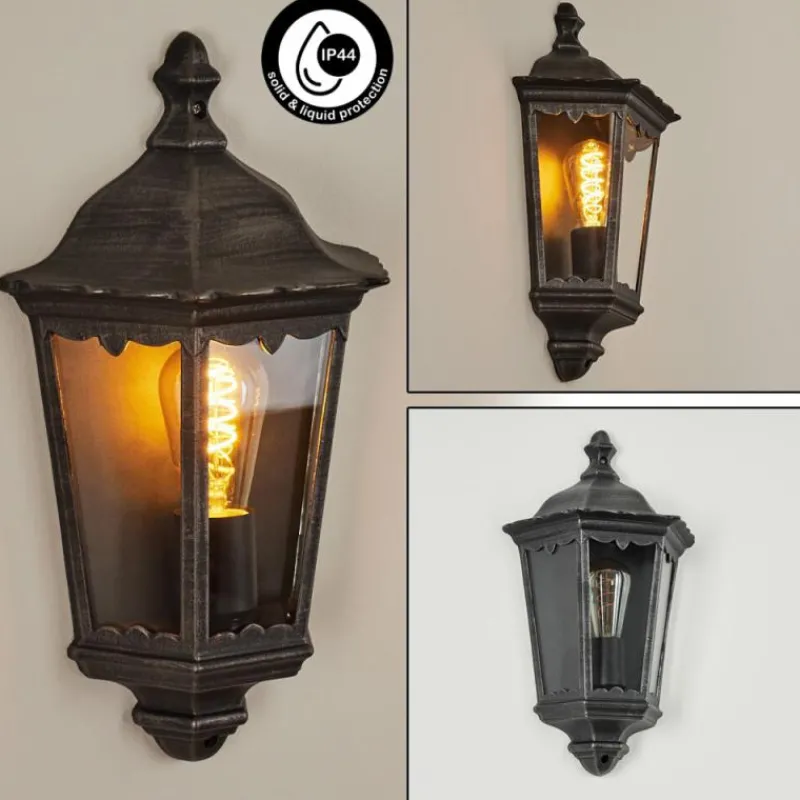 Luminaires Rustiques-hofstein Applique murale d'extérieur Hongkong Noir, Argenté, 1 lumière