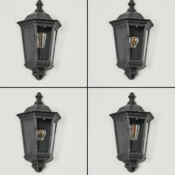 Luminaires Rustiques-hofstein Applique murale d'extérieur Hongkong Noir, Argenté, 1 lumière