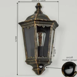 Luminaires Rustiques-hofstein Applique murale d'extérieur Hongkong Brun, Or, 1 lumière