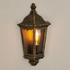 Luminaires Rustiques-hofstein Applique murale d'extérieur Hongkong Brun, Or, 1 lumière