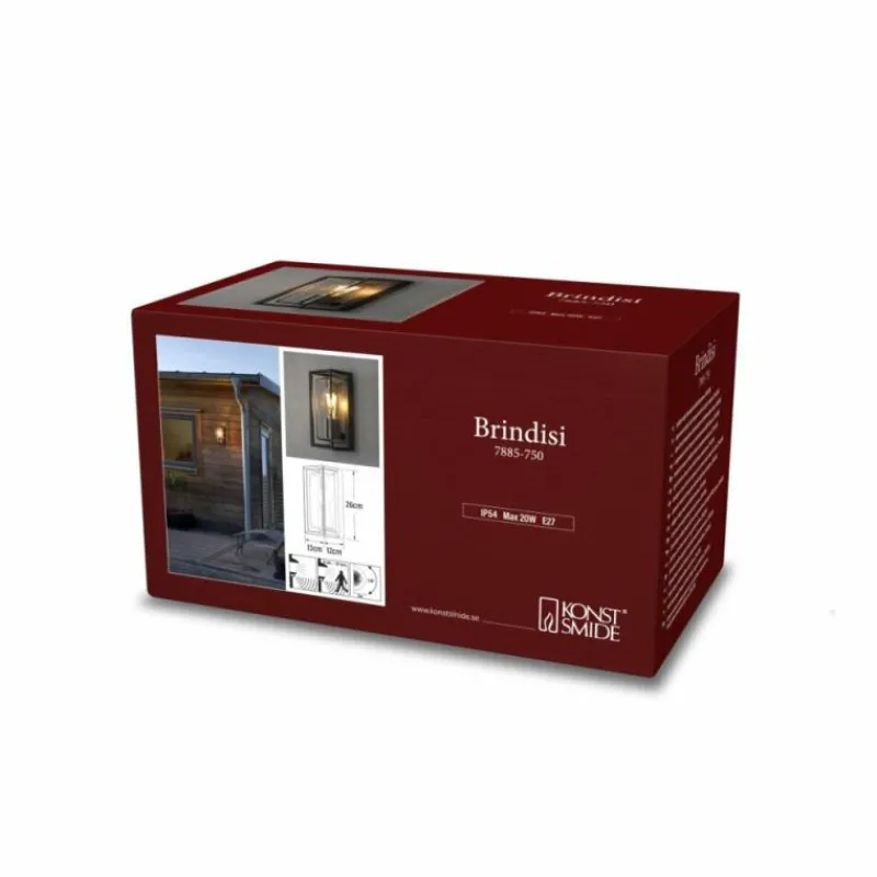 Luminaires Konstsmide Applique murale d'extérieur Konstsmide Brindisi Noir, 1 lumière, Détecteur de mouvement