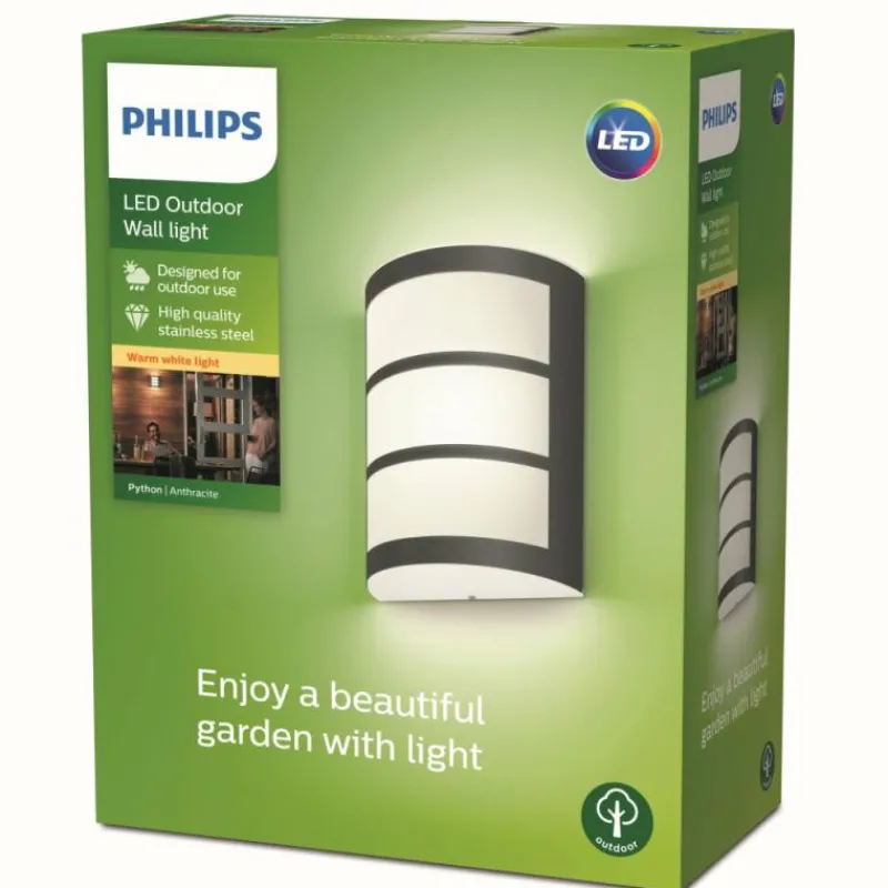 Luminaires Philips Applique murale d'extérieur Philips Python LED Anthracite, 1 lumière