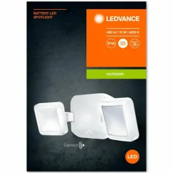 Luminaires Ledvance Applique murale d'extérieur LEDVANCE Battery Blanc, 2 lumières, Détecteur de mouvement