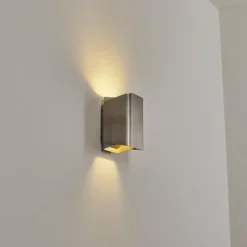 hofstein Applique murale d'extérieur Bafueiras LED Nickel mat, Blanc, 1 lumière, Télécommandes, Changeur de couleurs