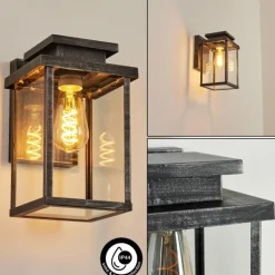 Lampes Vintages & Rétros-hofstein Applique murale d'extérieur Tieva Noir, Argenté, 1 lumière