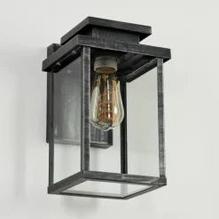 Lampes Vintages & Rétros-hofstein Applique murale d'extérieur Tieva Noir, Argenté, 1 lumière