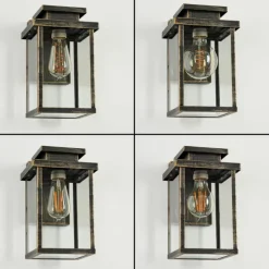 Lampes Dorées-hofstein Applique murale d'extérieur Tieva Brun, Or, 1 lumière