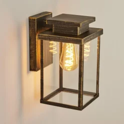 Lampes Dorées-hofstein Applique murale d'extérieur Tieva Brun, Or, 1 lumière