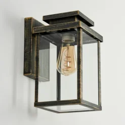 Lampes Dorées-hofstein Applique murale d'extérieur Tieva Brun, Or, 1 lumière