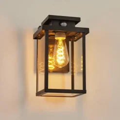 Lampes Vintages & Rétros-hofstein Applique murale d'extérieur Tieva Noir, 1 lumière, Détecteur de mouvement