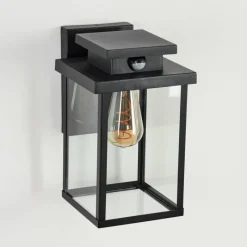 Lampes Vintages & Rétros-hofstein Applique murale d'extérieur Tieva Noir, 1 lumière, Détecteur de mouvement