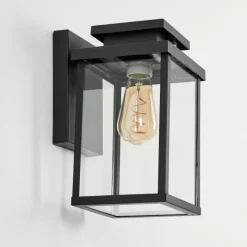 Lampes Vintages & Rétros-hofstein Applique murale d'extérieur Tieva Noir, 1 lumière, Détecteur de mouvement