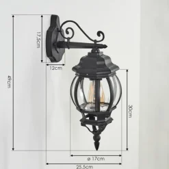 Luminaires Rustiques-hofstein Applique murale d'extérieur Lentua Noir, 1 lumière