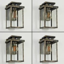 Lampes Dorées-hofstein Applique murale d'extérieur Tieva Brun, Or, 1 lumière, Détecteur de mouvement