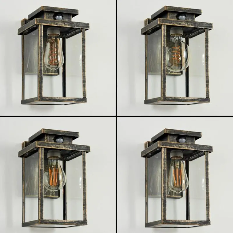 Lampes Dorées-hofstein Applique murale d'extérieur Tieva Brun, Or, 1 lumière, Détecteur de mouvement