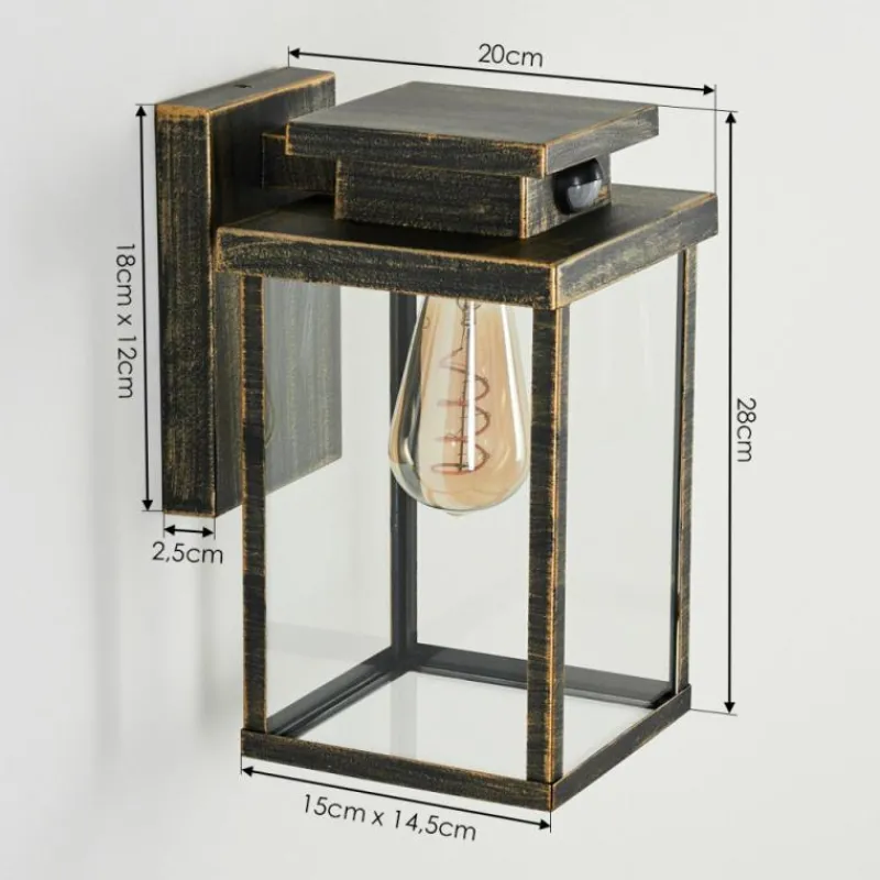 Lampes Dorées-hofstein Applique murale d'extérieur Tieva Brun, Or, 1 lumière, Détecteur de mouvement