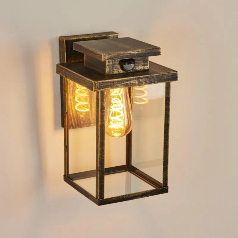 Lampes Dorées-hofstein Applique murale d'extérieur Tieva Brun, Or, 1 lumière, Détecteur de mouvement