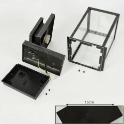 Lampes Vintages & Rétros-hofstein Applique murale d'extérieur Tieva Noir, Argenté, 1 lumière, Détecteur de mouvement