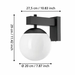 Luminaires Eglo Applique murale d'extérieur Eglo BUFALATA Noir, 1 lumière