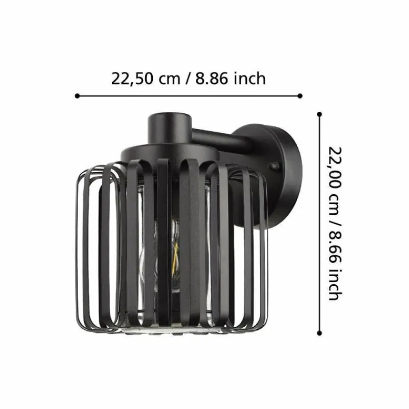 Luminaires Eglo Applique murale d'extérieur Eglo SELINUS Noir, 1 lumière