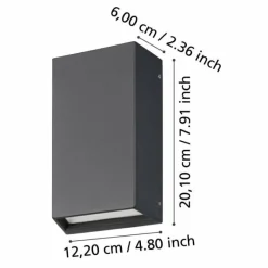 Luminaires Eglo Applique murale d'extérieur Eglo SPONGANO LED Noir, 2 lumières