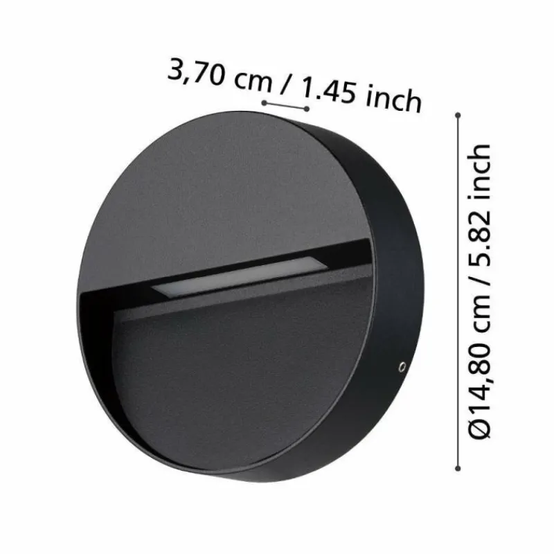 Luminaires Eglo Applique murale d'extérieur Eglo MARUGGIO LED Noir, 1 lumière