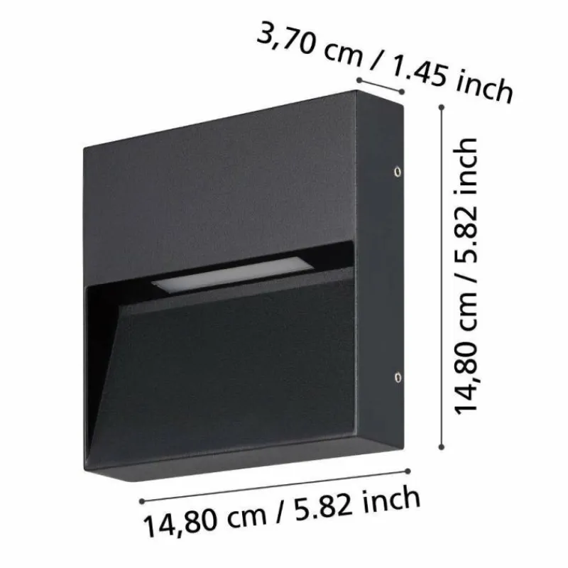 Luminaires Eglo Applique murale d'extérieur Eglo MARUGGIO LED Noir, 1 lumière