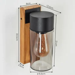 Suspension Verre Fumé-hofstein Applique murale d'extérieur Tabary Brun, Couleur bois, Noir, 1 lumière